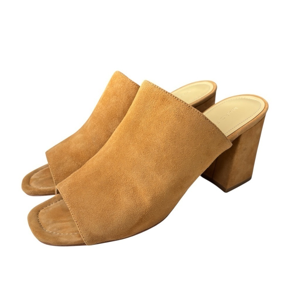 Marc Fisher Heels Slides Mules Open Toes Sandals Womens Size 8.5 Suede Leather